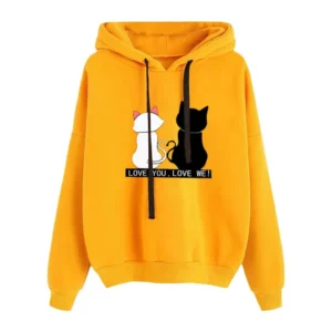 Long Sleeves Cute Cat Print Hoodie