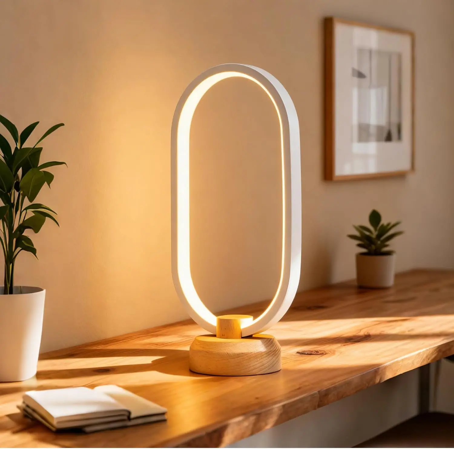 Modern LED Desk Lamp | Aesthetic Oval Shape Dimmable Table Lamp for Bedroom | Home Decor