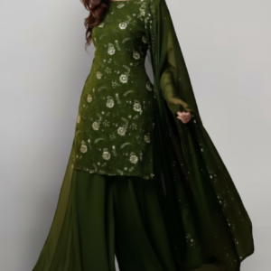 Women's Green Faux Georgette Suit Salwar