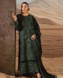 Pure Rayon Black Heavy Embroidery Worked Lawn Pakistani Suits