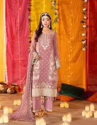 Embroidered Pink Georgette Suit with Kadai